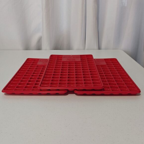 Vintage Jell-O Jigglers Jelly Bean Molds Red Set of 3 Plastic Gelatin Jello Set - Picture 3 of 10